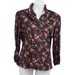 1970s Vintage Floral Pull Over Blouse, Cottage core, size 38